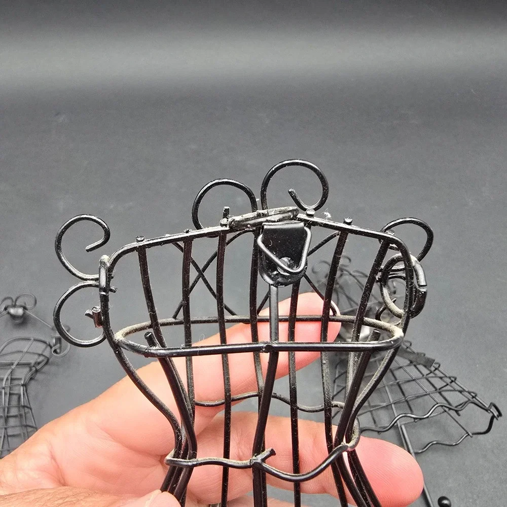 Set of 3 Black Metal Wire Dress Form Wall Hooks Parisian Boutique Decor